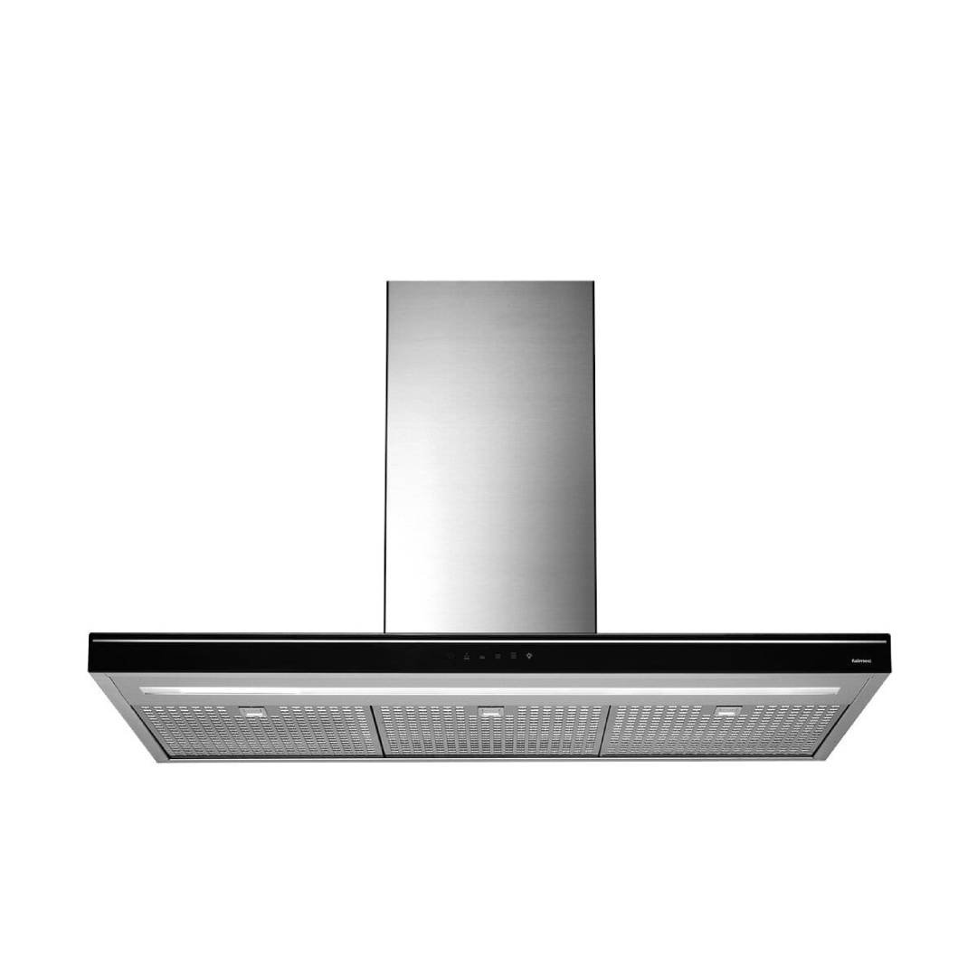 90 cm Stainless Steel with Black Glass Front Island Hood
